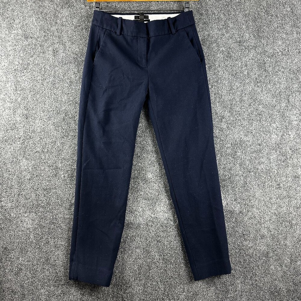 J Crew Pants Womens 2 Cameron Blue Stretch Flat Front Zip Fly Pockets Cropped